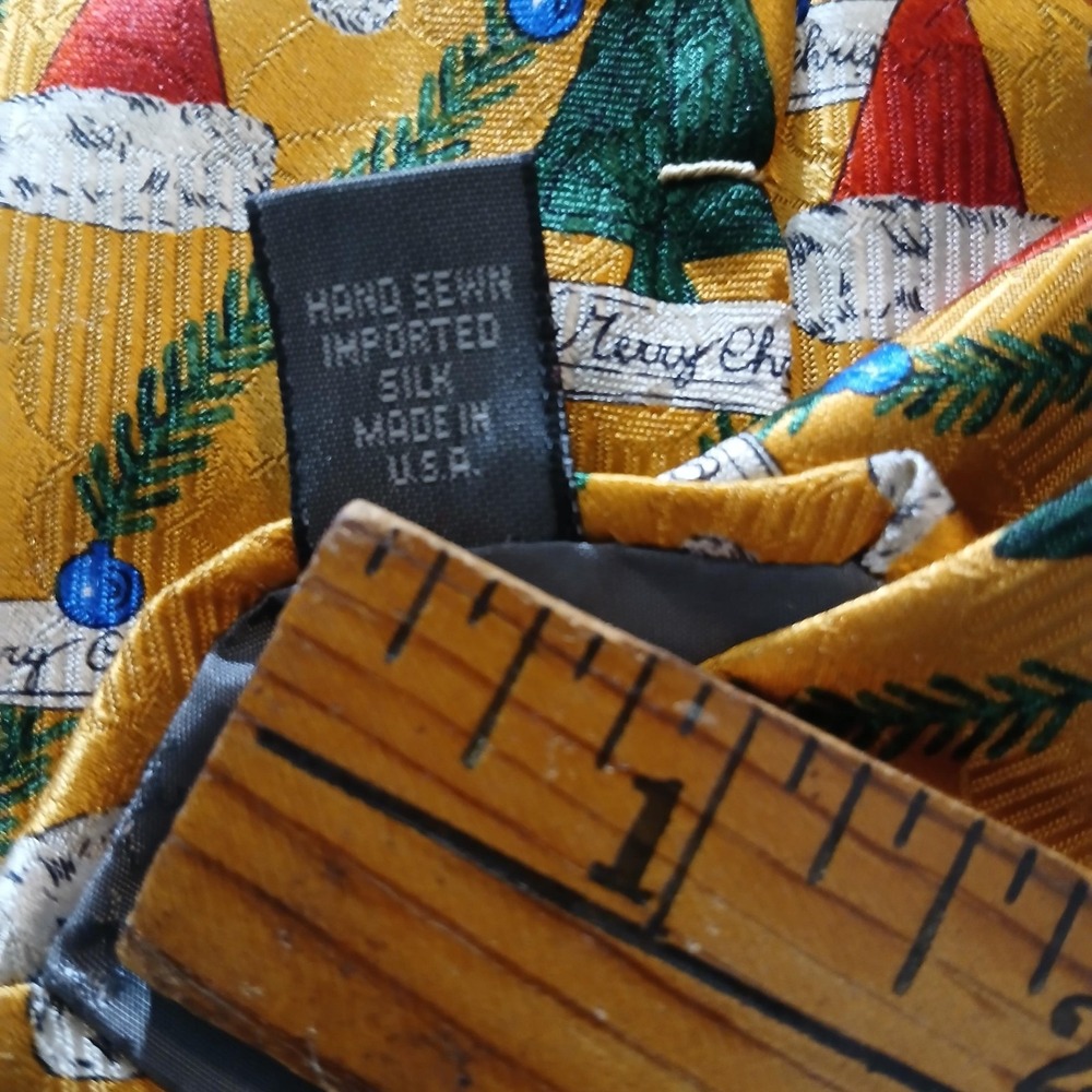 Robert Talbott Parisian Tie Mens Gold Silk Christmas Santa Tree Holiday‎ - Picture 7 of 8